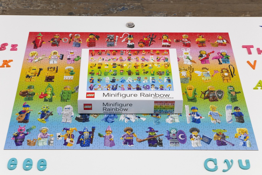 The Rainbow Puzzle, 2024, Table: 63 × 31 ½ × 29 ½ in. (160.02 × 80.01 × 74.93 cm) Dimensions variable