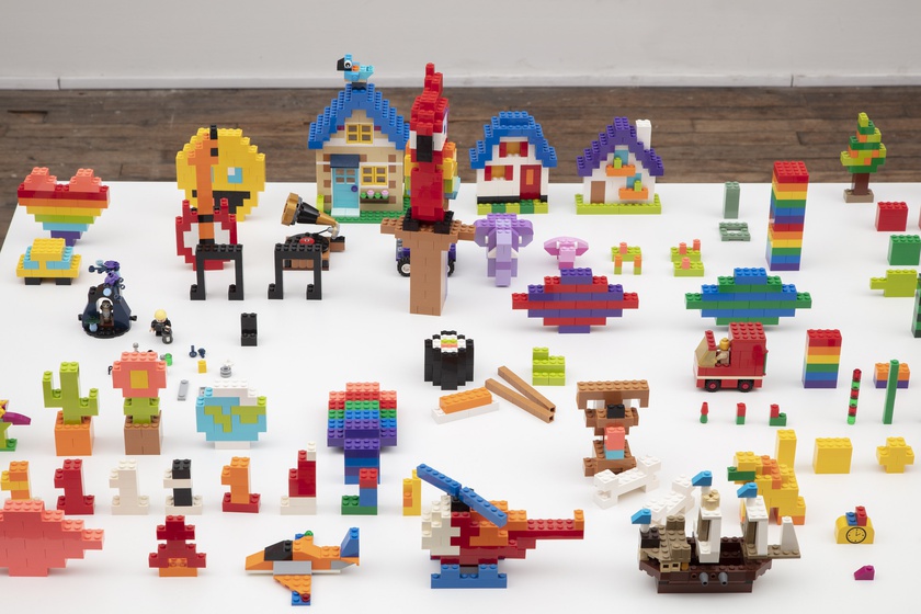 Lego Town, 1983-2025, Lego bricks, Table: 63 × 31 ½ × 29 ½ in. (160.02 × 80.01 × 74.93 cm), Dimensions variable	
