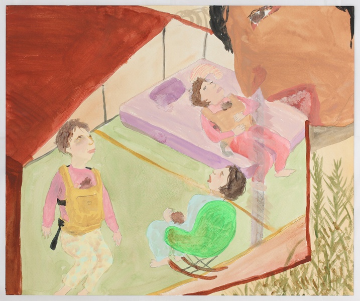 What I want to say to myself, 2018,  Acrylic on paper, 15 ⅛ × 18 ¼ in. (38.42 × 46.36 cm)