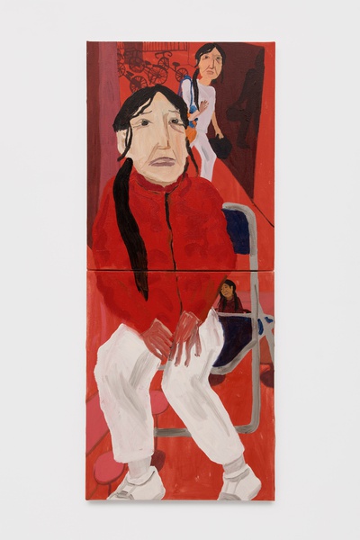 Red Portraits, 2025, Oil on canvas, Diptych, each: 23.9 × 19.7 in. (60.71 × 50.04 cm), Overall: 47.8 × 19.7 in. (121.41 × 50.04 cm)
