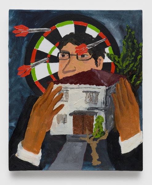 He can’t stop coughing, 2025, Oil on canvas, 20.8 × 18 in. (52.83 × 45.72 cm)