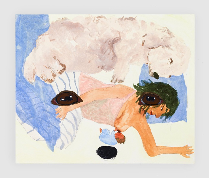 Only the Dog Knows, 2018, Acrylic on paper, 14 ⅞ × 17 ⅞ in. (37.78 × 45.40 cm)