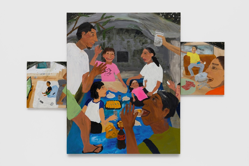 Grave, 2024, Oil on canvas, Panel 1: 21 × 17.9 in. (53.34 × 45.47 cm), Panel 2: 63.8 × 51.3 in. (162.05 × 130.30 cm), Panel 3: 23.9 × 19.7 in. (60.71 × 50.04 cm)