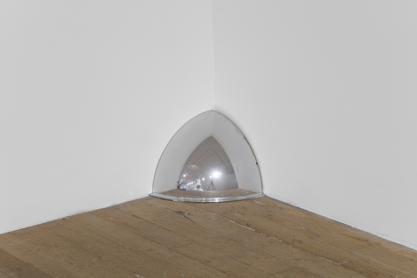 You Can Try It but I See You Comin' Hoe., April 20, 2023, reflective plexiglass corner dome, 8.5 x 8.5 x 8.5 inches, (21.59 × 21.59 × 21.59 cm)
