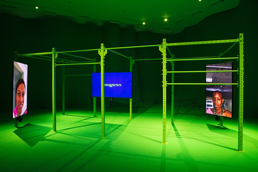 Installation view, Martine Syms, Neural Swamp, Fondazione Sandretto Re Rebaudengo, Turin, November 5, 2021 - January 30, 2022