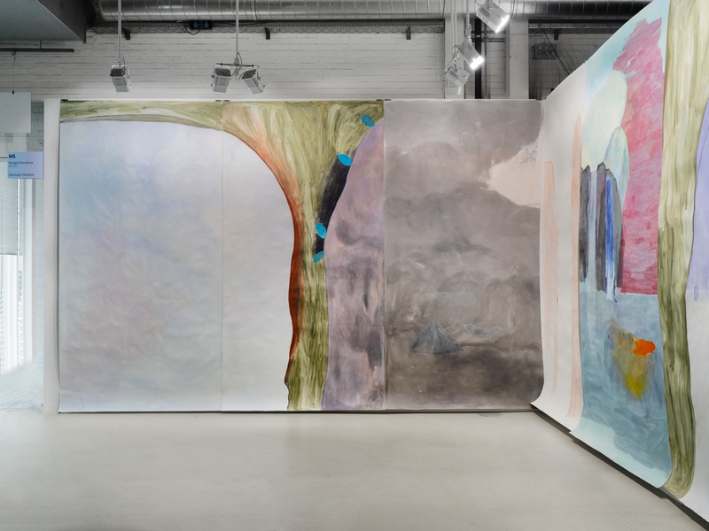 Leaflet, 2024, Mural-grade acrylic, vinyl paint and charcoal on paper 6 sheets: overall dimension: 138 ¼ × 420 in. (351.16 cm × 10.67 m)