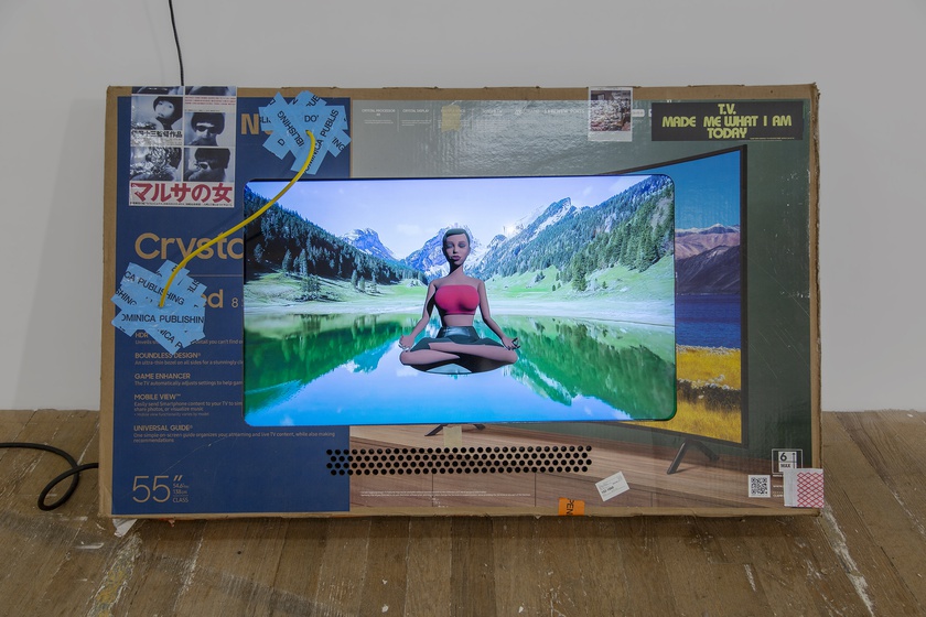 Kita Meditating, 2021 Laser cut cardboard, digital video 