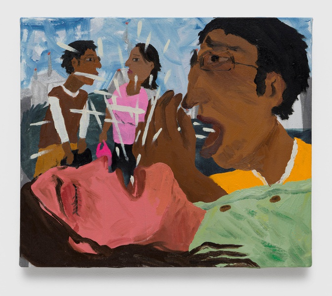 He can’t stop coughing, 2025, Oil on canvas, 20.8 × 18 in. (52.83 × 45.72 cm)