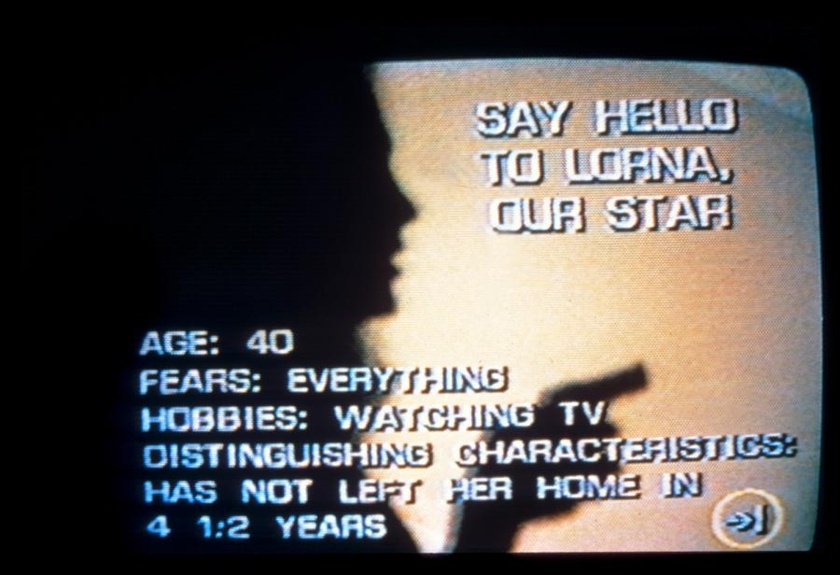 Video still from Lynn Hershman Leeson's Lorna (1979-1984), Interactive Video Installation