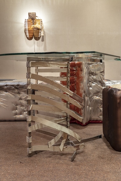 Silver Pitfall Ottoman (detail), 2018